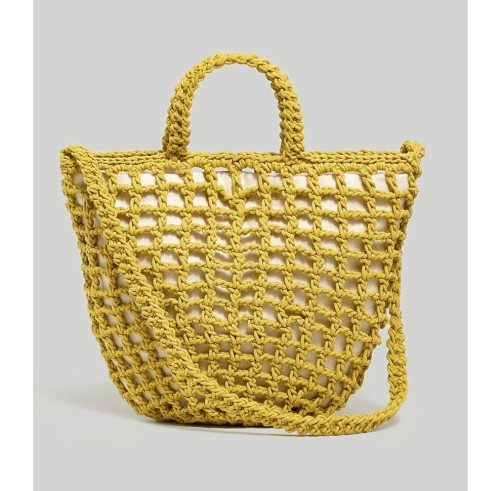 Madewell Womens Crocheted Shoulder Bag Gilded Chartreuse AH772